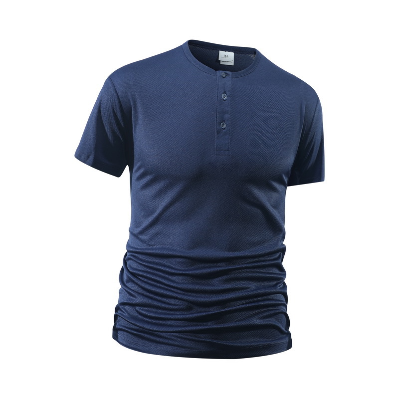 여름 남성용 단색 피트니스 캐주얼 메쉬 헨리넥 셔츠 반 - T Shirt Dry Fit 리뷰 및 가격